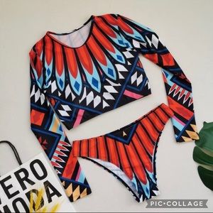 2 piece print swimsuit